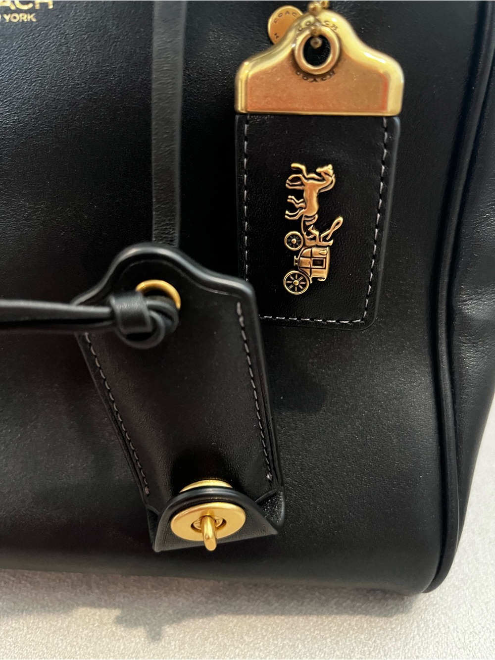 COACH Rogue Cube 20 Black Leather Small Top-Handle Satchel - Picture 3 of 8